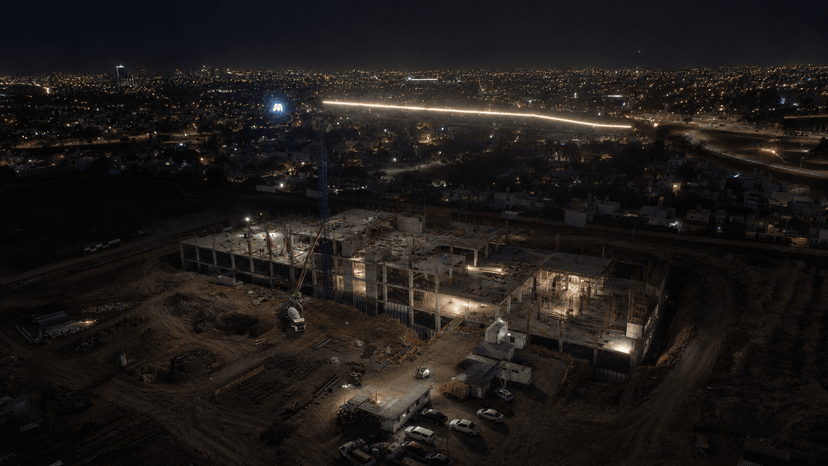 Obra Sanatorio Allende Sur - Vista nocturna